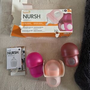 Boon Nursh Silicone Baby Feeding Pouches - Pink Multi